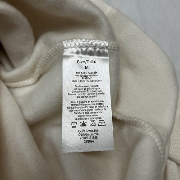 Disney Mickey & Minnie Music NotesGraphic Hoodie Sweatshirt Unisex Medium Cream - Picture 5 of 9